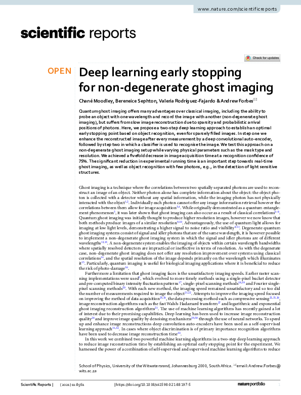 (PDF) Deep learning early stopping for non-degenerate ghost imaging