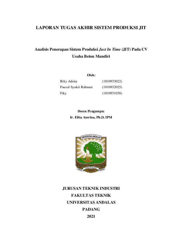 (PDF) Analisis Penerapan Sistem Produksi Just In Time (JIT) Pada CV ...