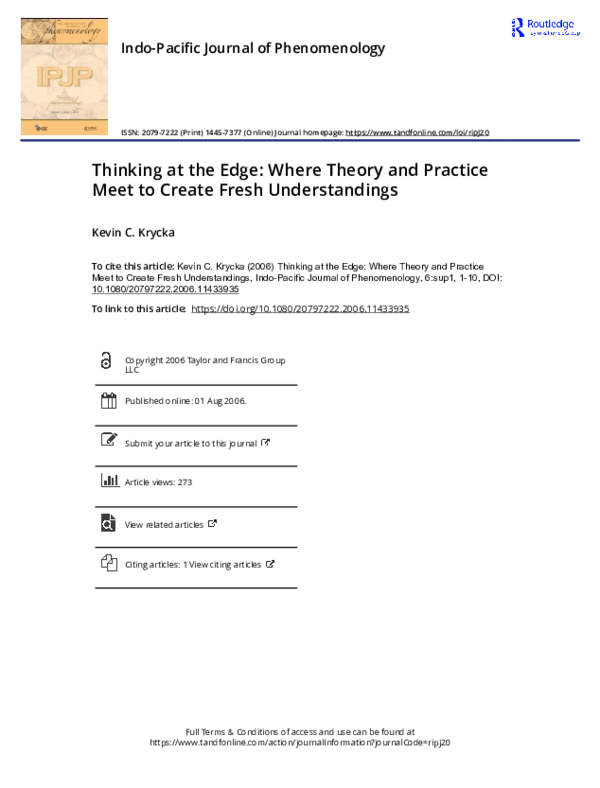 (PDF) Thinking at the Edge: Where Theory and Practice Meet to Create ...