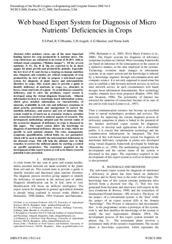 (PDF) Web based Expert System for Diagnosis of Micro Nutrients ...