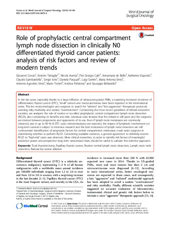 (PDF) Role of prophylactic central compartment lymph node dissection in ...