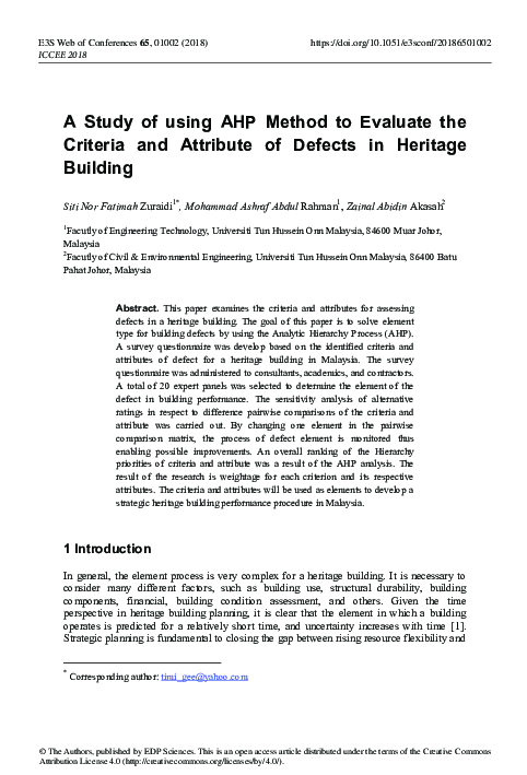 (PDF) A Study of using AHP Method to Evaluate the Criteria and ...