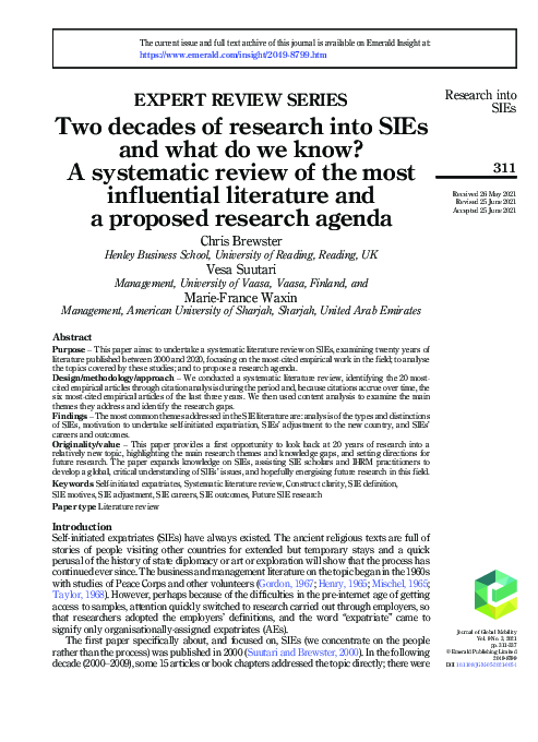 (PDF) Two decades of research into SIEs and what do we know? A ...