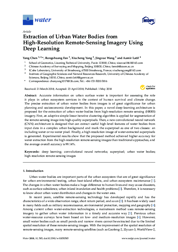(PDF) Extraction of Urban Water Bodies from High-Resolution Remote ...