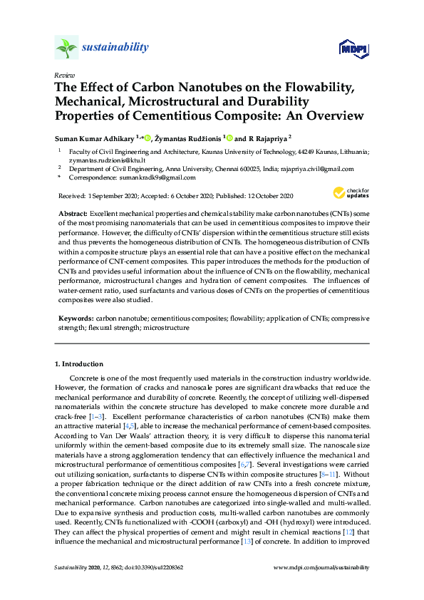(PDF) The Effect of Carbon Nanotubes on the Flowability, Mechanical ...