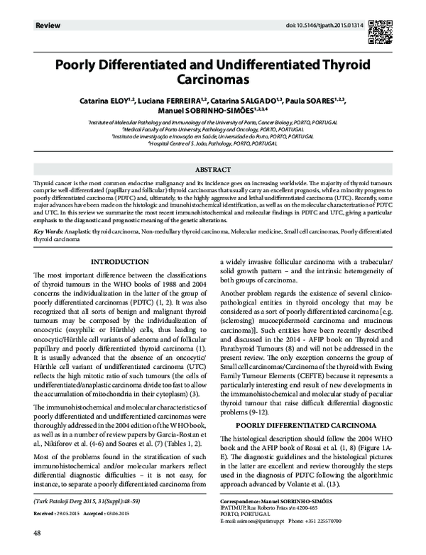 (PDF) Poorly differentiated and undifferentiated thyroid carcinomas