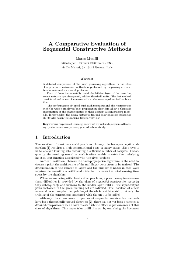 (PDF) A Comparative Evaluation of Sequential Constructive Methods
