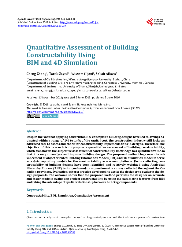 (PDF) Quantitative Assessment of Building Constructability Using BIM ...