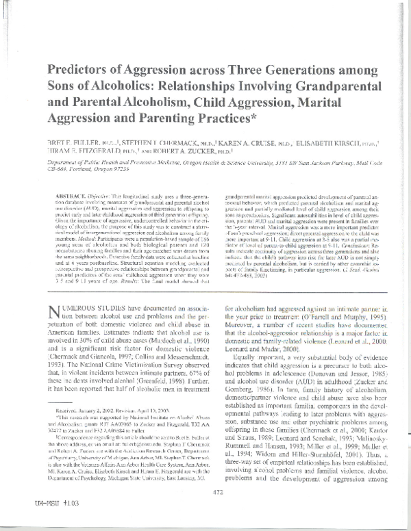 (PDF) Predictors of aggression across three generations among sons of ...