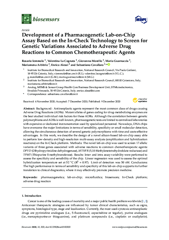 (PDF) Development of a Pharmacogenetic Lab-on-Chip Assay Based on the ...