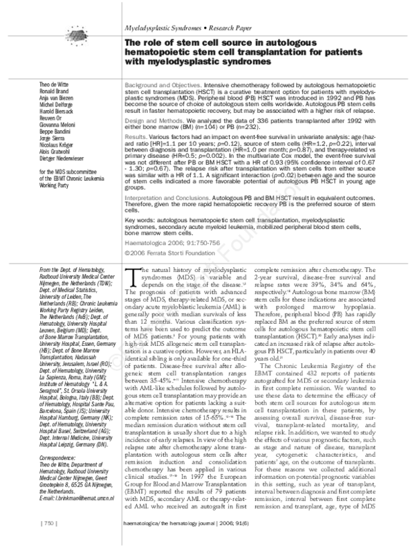 (PDF) The role of stem cell source in autologous hematopoietic stem ...