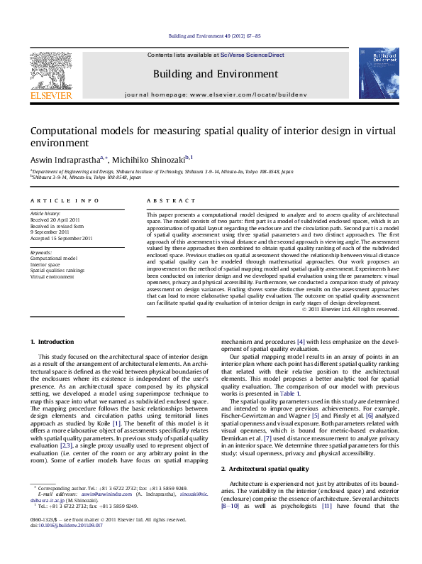 (PDF) Computational models for measuring spatial quality of interior ...