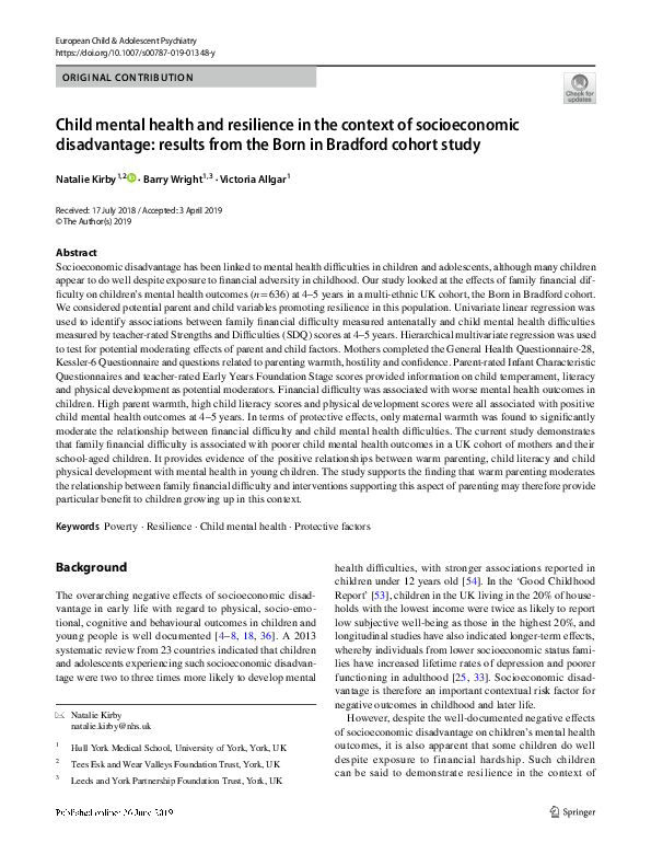 (PDF) Child mental health and resilience in the context of ...