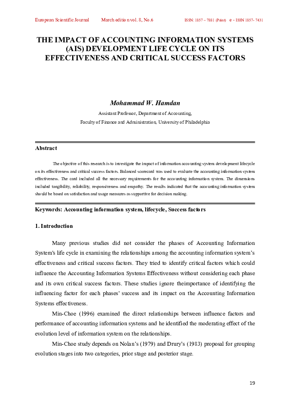 (PDF) The Impact of Accounting Information Systems (Ais) Development ...