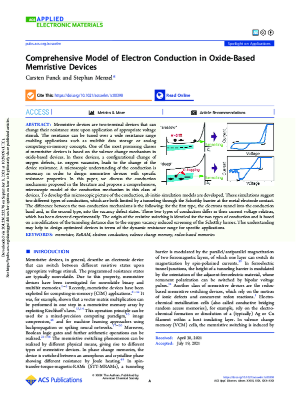 (PDF) Comprehensive Model of Electron Conduction in Oxide-Based ...