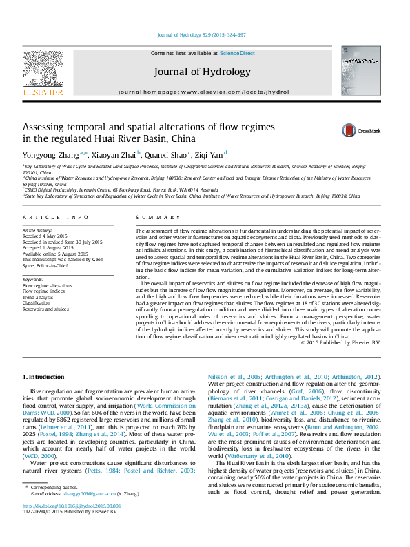 (PDF) Assessing temporal and spatial alterations of flow regimes in the ...