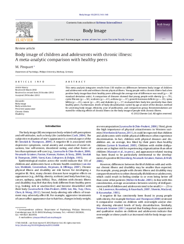 (PDF) Body image of children and adolescents with chronic illness: A ...