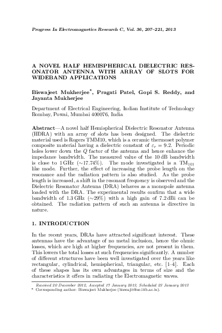 (PDF) A Novel Half Hemispherical Dielectric Resonator Antenna with ...