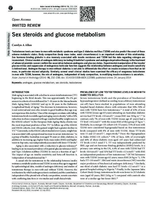 (PDF) Sex steroids and glucose metabolism