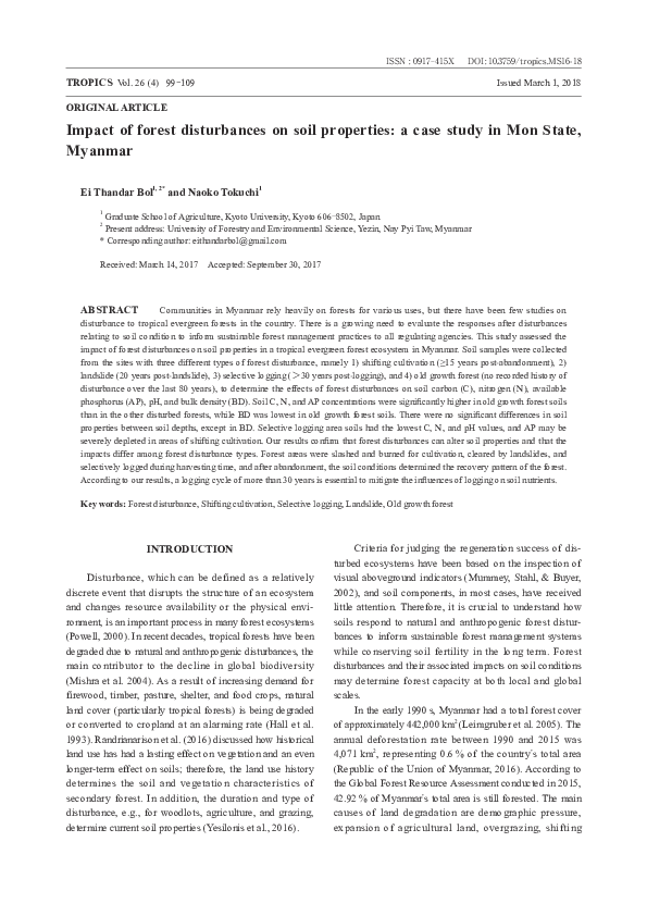 (PDF) Impact of forest disturbances on soil properties: a case study in ...