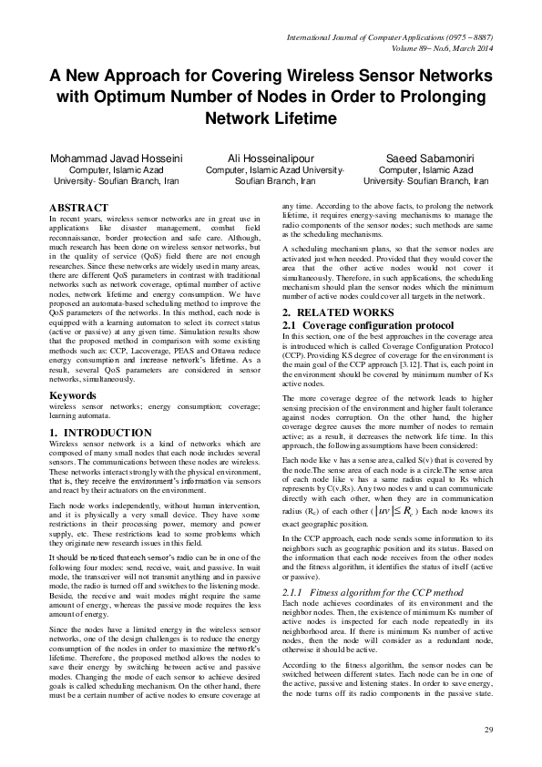 (PDF) A New Approach for Covering Wireless Sensor Networks with Optimum ...