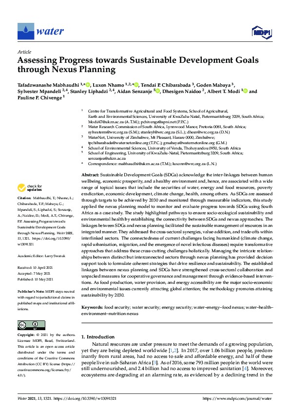 (PDF) Assessing Progress towards Sustainable Development Goals through ...