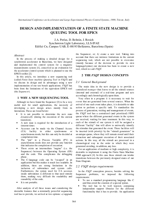 (PDF) Design and Implementation of a Finite State Machine Queuing Tool ...