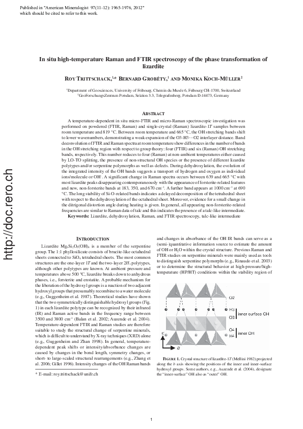 (PDF) In situ high-temperature Raman and FTIR spectroscopy of the phase ...