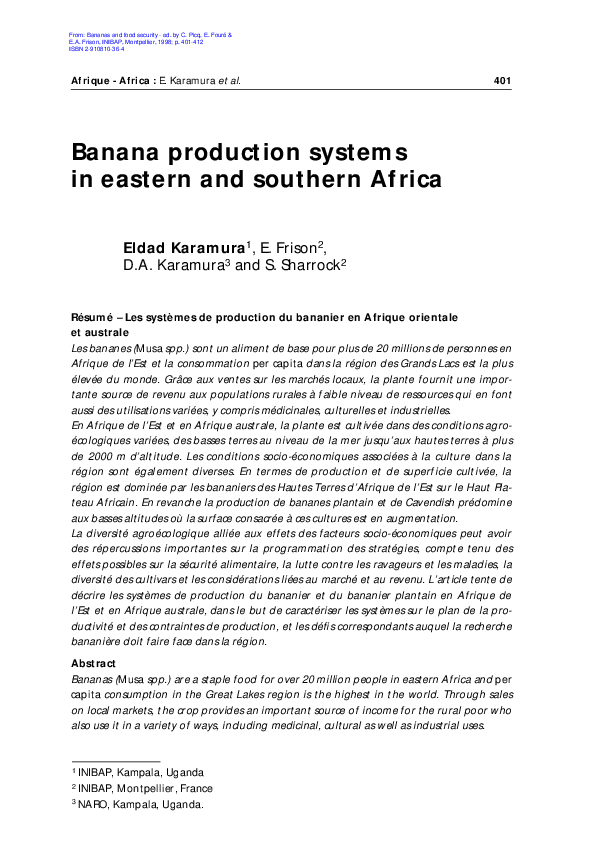 (PDF) Banana production systems in eastern and southern Africa S