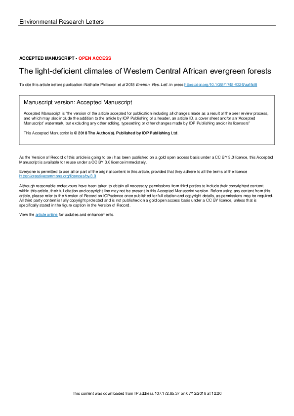 (PDF) The light-deficient climates of Western Central African evergreen ...