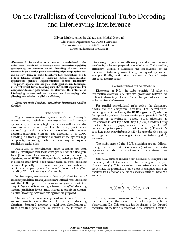 (PDF) SPC05-3: On the Parallelism of Convolutional Turbo Decoding and ...