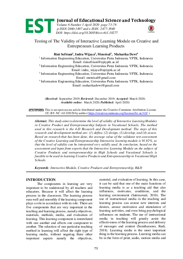 (PDF) Testing Of The Validity of Interactive Learning Module on ...