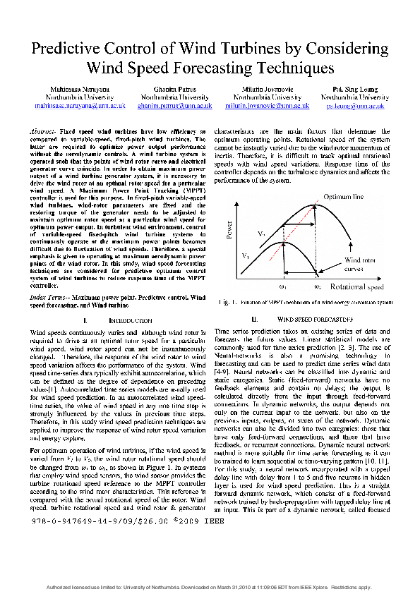 (PDF) Predictive control of wind turbines by considering wind speed ...