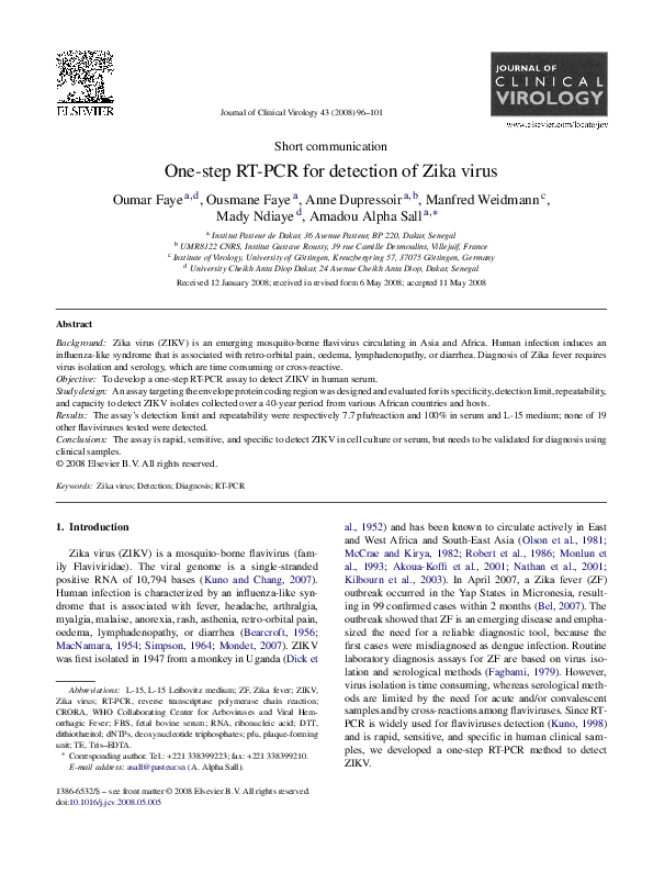 (PDF) One-step RT-PCR for detection of Zika virus