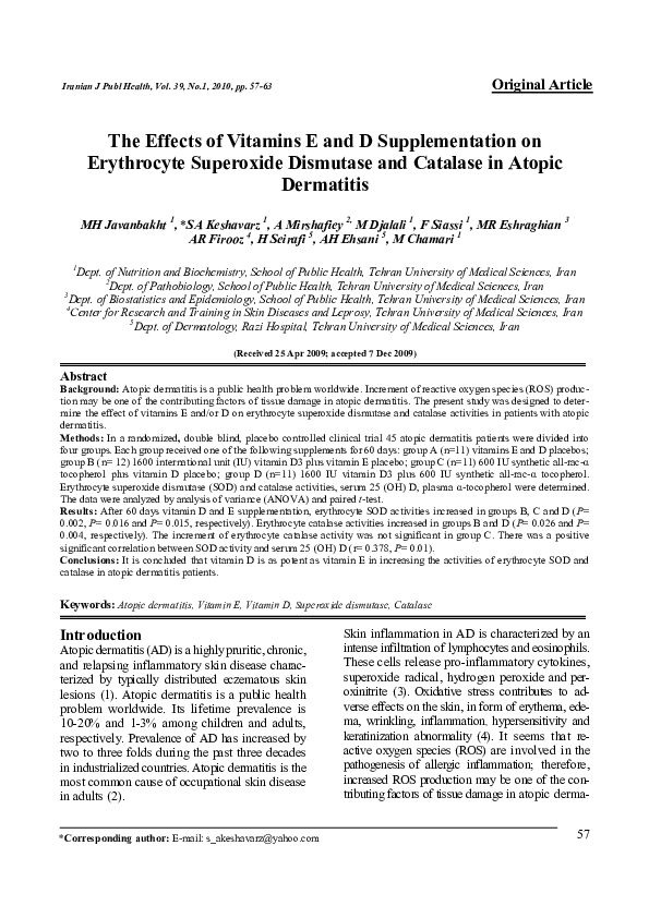 (PDF) The effects of vitamins e and d supplementation on erythrocyte ...