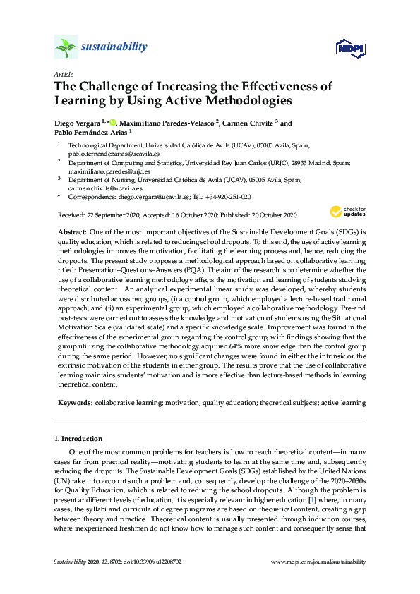 (PDF) The Challenge of Increasing the Effectiveness of Learning by ...