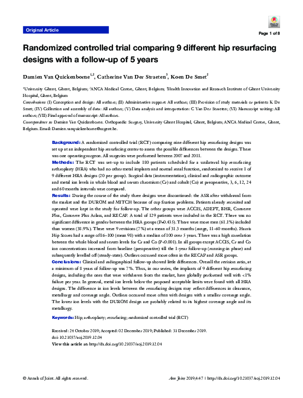 (PDF) Randomized controlled trial comparing 9 different hip resurfacing ...