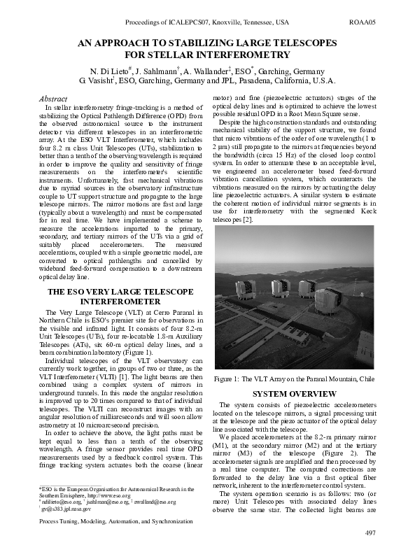 (PDF) An Approach to Stabilizing Large Telescopes for Stellar ...