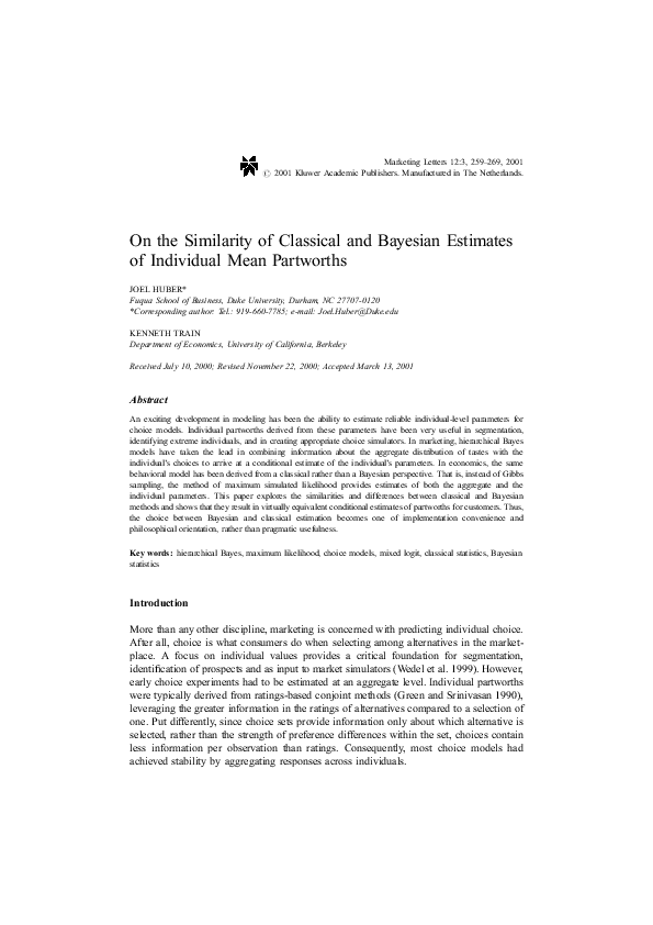 (PDF) On the similarity of classical and Bayesian estimates of ...
