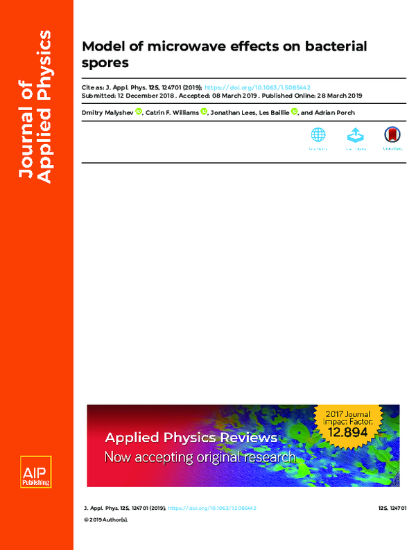 (PDF) Model of microwave effects on bacterial spores Les Baillie