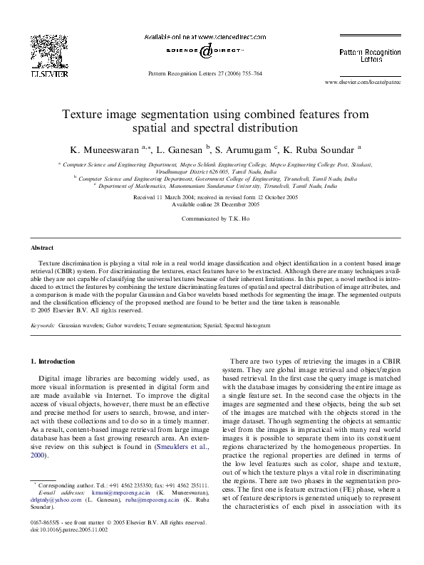 (PDF) Texture image segmentation using combined features from spatial ...