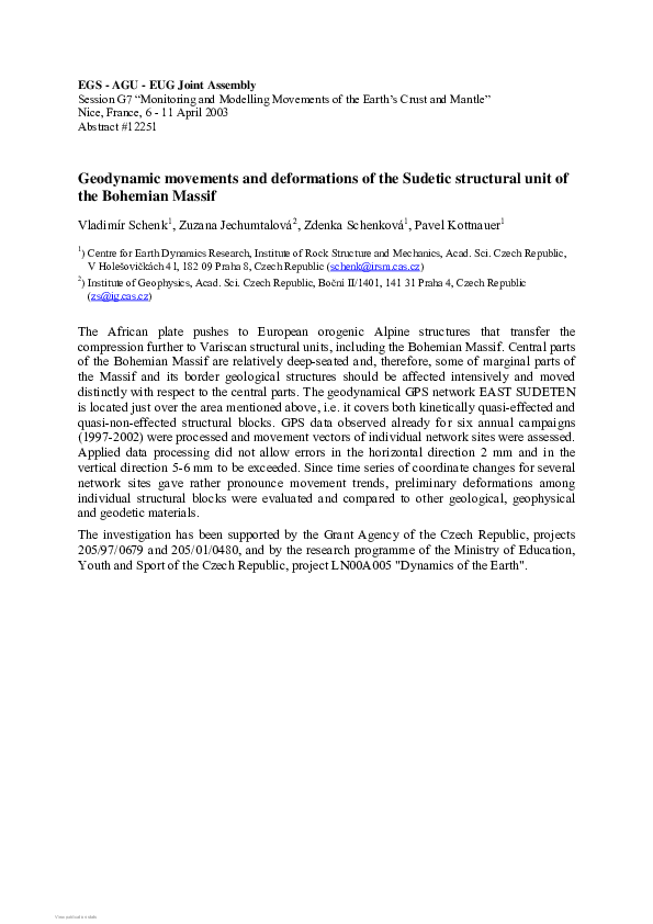 (PDF) Geodynamic movements and deformations of the Sudetic structural ...