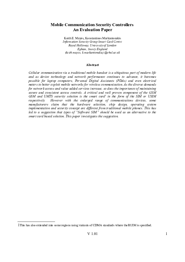 (PDF) Mobile communication security controllers an evaluation paper