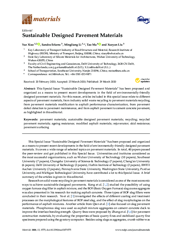 (PDF) Sustainable Designed Pavement Materials