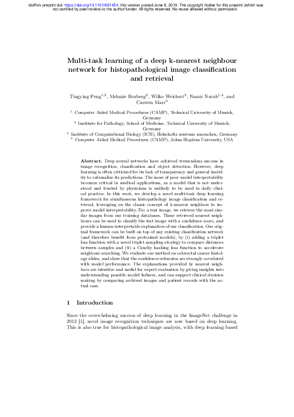 (PDF) Multi-task learning of a deep k-nearest neighbour network for ...