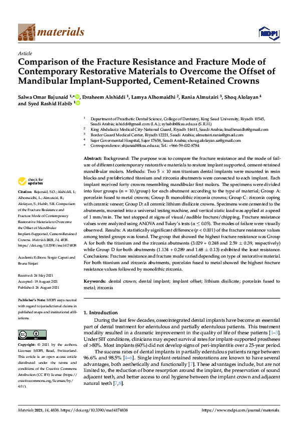 (PDF) Comparison of the Fracture Resistance and Fracture Mode of ...