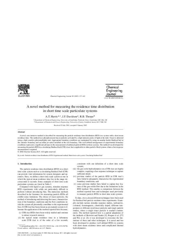 (PDF) A novel method for measuring the residence time distribution in ...