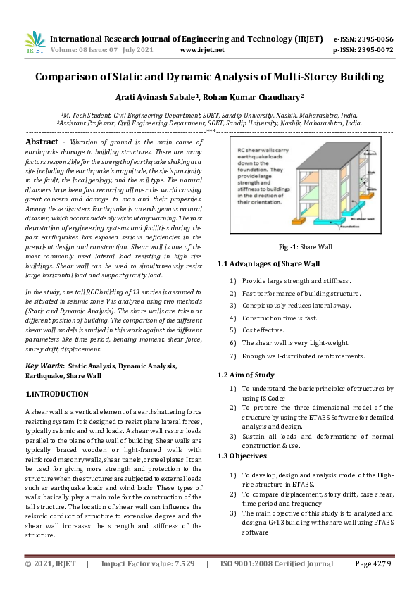 (PDF) IRJET- Comparison of Static and Dynamic Analysis of Multi-Storey ...