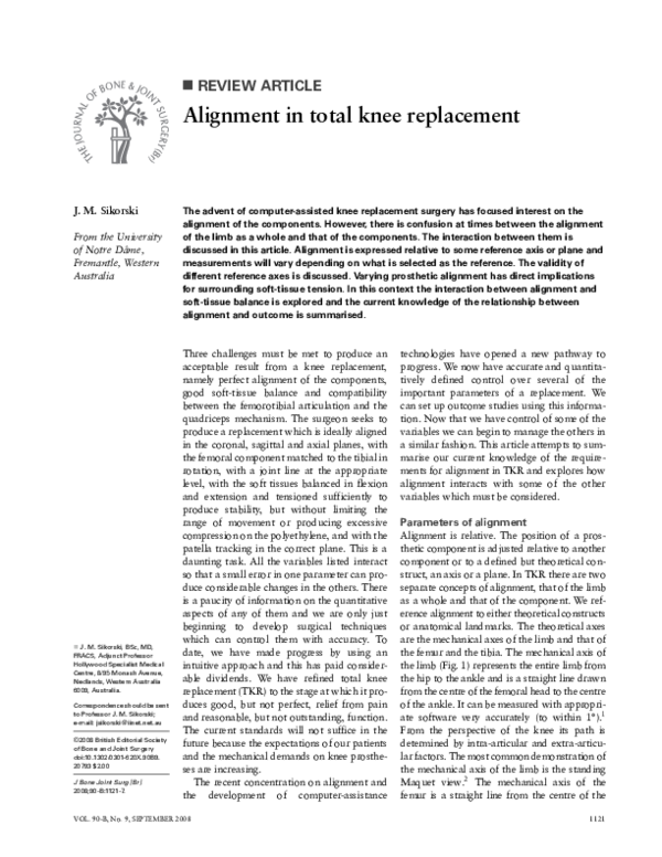 (PDF) Alignment in total knee replacement