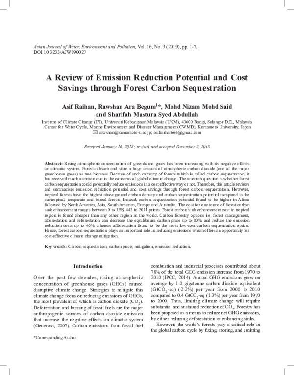 (PDF) A Review of Emission Reduction Potential and Cost Savings through ...